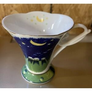 Over Magic Cha Cult Design Edition Tea Cup Porcelain Blue Magic Moon and Stars